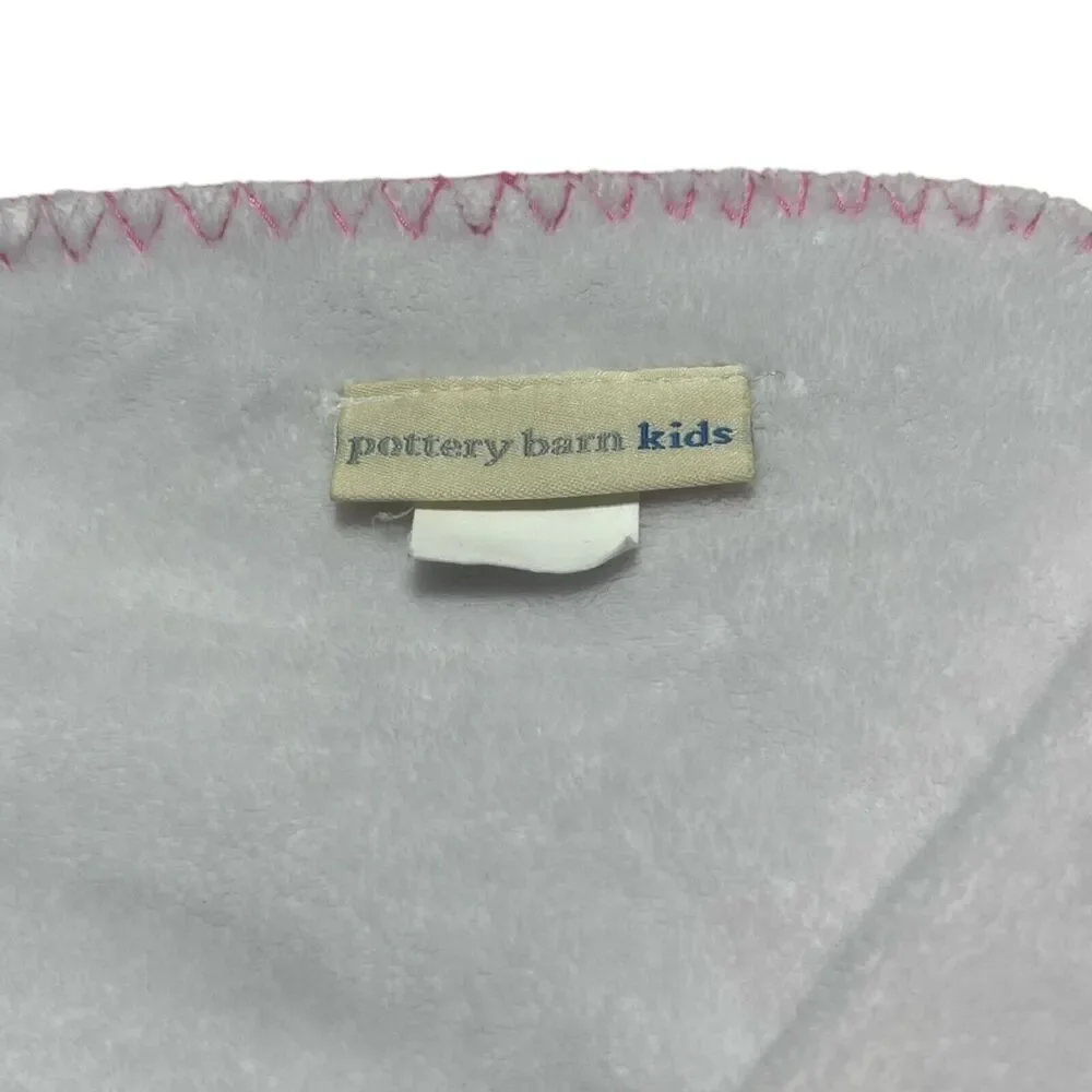 Pottery Barn Kids Pink White Baby Blanket Whipstitch Edge Soft